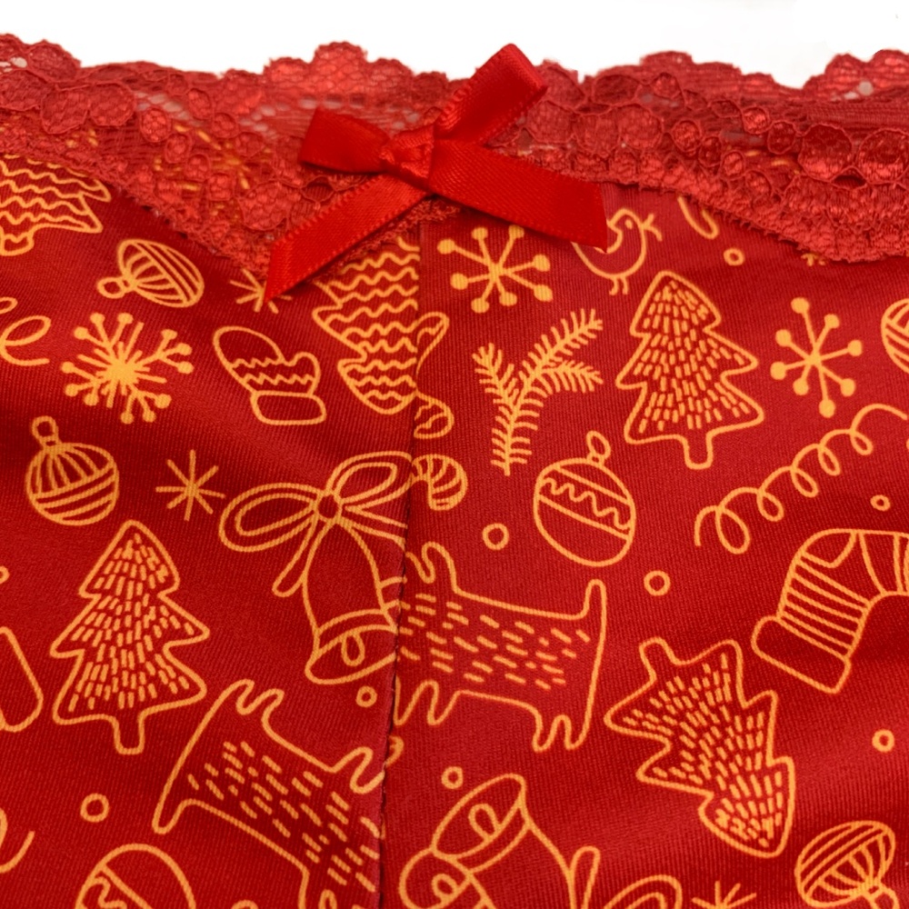 SOLD - Splendies Cheeky Panties Sugar And Spice Red, Gold Christmas Size 4X NWT - Picture 2 of 9